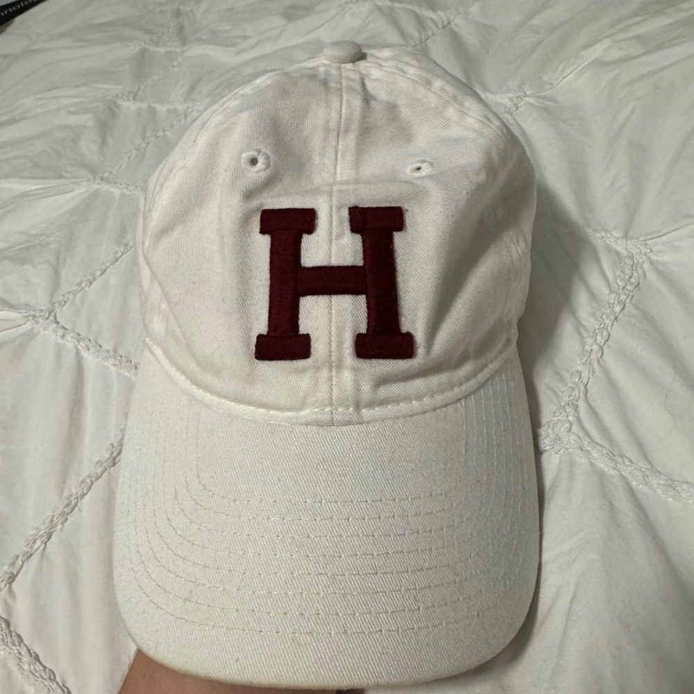 Harvard University White Cap with Red H Logo